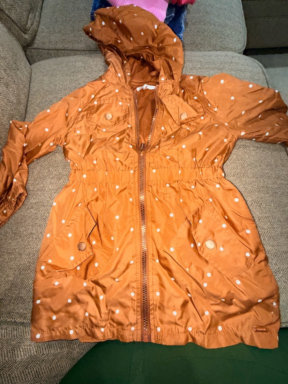 Tahari Orange Polka Dot Kids Raincoat